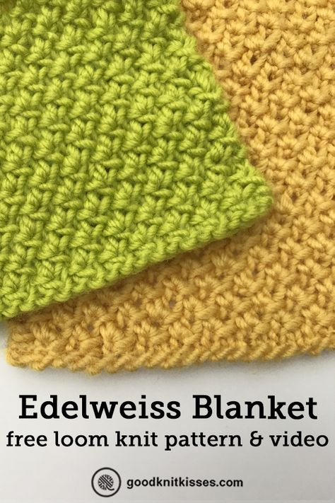 Loom Knit the Edelweiss Blanket in 4 Sizes - GoodKnit Kisses Knitting Loom Afghan, Knitting Loom Patterns Free, S Loom Blanket Pattern, Afghan Loom Patterns Blankets, Loom Knit Blanket Pattern, Loom Blanket Patterns, Infinity Loom Blanket For Beginners, Loom Knit Afghan, Loom Knitting Projects Blankets