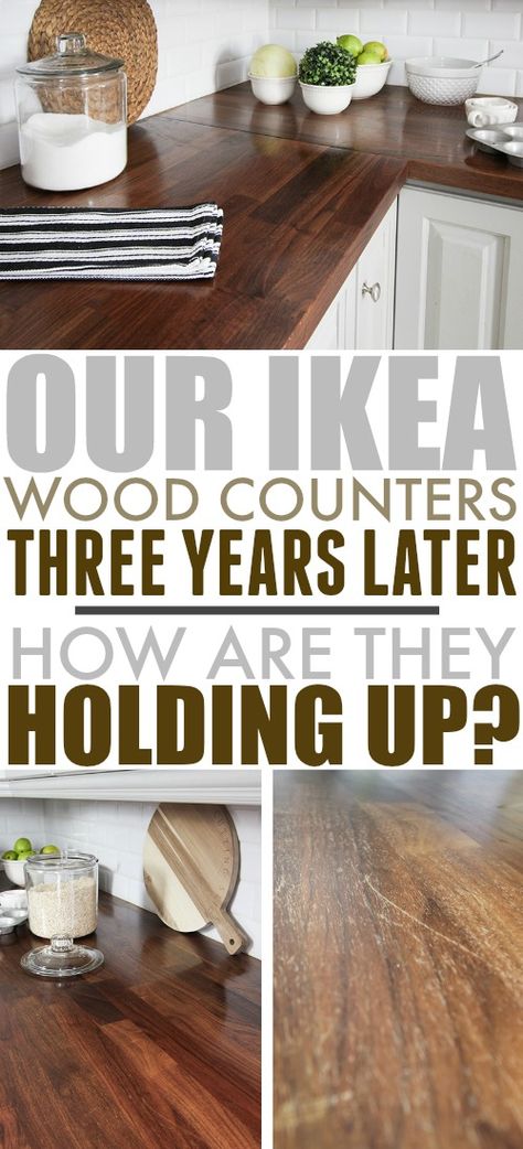 Many people are surprised to hear that our beautiful wood counters are actually from IKEA. Here's an update on how our IKEA wood counters are holding up three years after we installed them. #IKEAWoodCounters #IKEAKitchen #WoodCounters Wood Counters, Men Stone Bracelet, Ikea Wood, Magnesium Carbonate, Stevia Plant, Stevia Extract, Protein Breakfast Recipes, Image Notes, Protein Breakfast