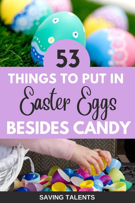 Looking for non-candy ideas to fill your children's Easter eggs? Here's a helpful list of more than 50 non-candy Easter egg fillers for toddlers and kids! Non Candy Easter Egg Ideas, Egg Hunt For Toddlers, Ideas For Easter Egg Stuffers, Things To Put In Easter Eggs Not Candy, Diy Easter Egg Fillers, Things To Put In Easter Eggs, Non Food Easter Egg Fillers, Easter Egg Fundraiser, What To Put In Easter Eggs Besides Candy