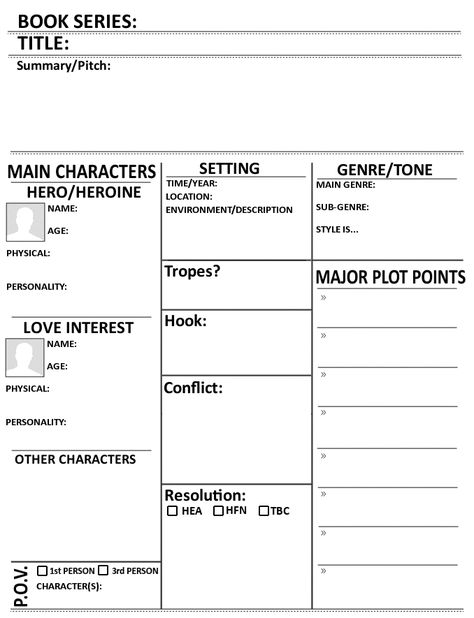 I get distracted easily but couldn't find a good template to jot down new ideas for filing away until I finish current WIPs. So I used a couple for inspiration and added my own elements... It's tailored for Romance story plotting, but would work for other genres. #amwriting #writingtools Book Plot Template, Romance Plots Ideas, Romance Story Structure, Romance Novel Plot Ideas, Story Plot Template, Rp Plot Ideas Romance, Plot Twist Ideas Romance, Roll For Plot, Rp Ideas Plot