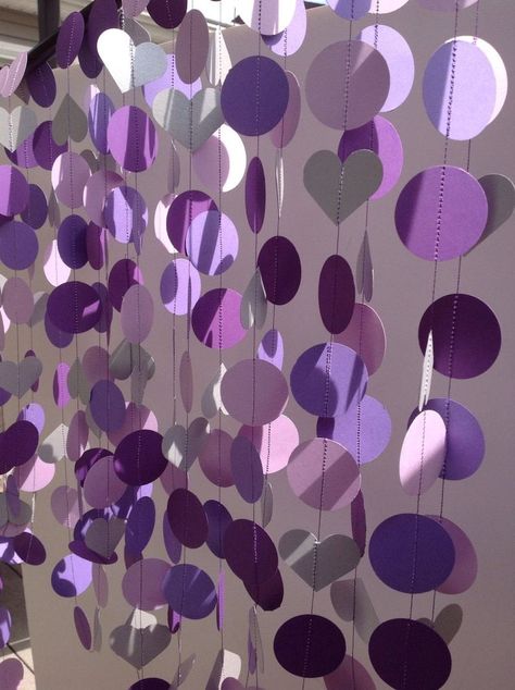 Purple Wedding Reception Decorations, Purple Garland, Purple Wedding Reception, Purple Sweet 16, Purple Party Decorations, Purple Birthday Party, Paper Garlands, Purple Bridal Shower, Garland Wedding Decor