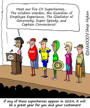 Happy New Year! What’s 2024 going to be like? I recently wrote two articles in my weekly Forbes column with my top predictions and trends for customer service and customer experience. I’ve taken fiv Customer Service Strategy, Customer Service Training, Business Cartoons, Employee Retention, Millennials Generation, Social Cause, Trends For 2024, Customer Retention, Keynote Speakers