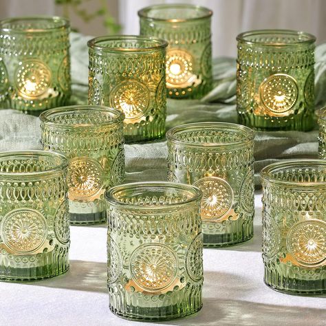 Amazon.com: DEVI 24pcs Clear Glass Votive Candle Holders, Vintage Candle Holder for Votives&Tea Lights&Floating Candles, Wedding Decorations for Receptions, Fall Wedding Christmas Centerpieces Table Decoration : Home & Kitchen Christmas Party Table Decorations, Gold Votive Candles, Green Wedding Decorations, Green Candle Holders, Christmas Party Table, Glass Votive Candle Holders, Green Baby Shower, Green Candle, Party Table Decorations