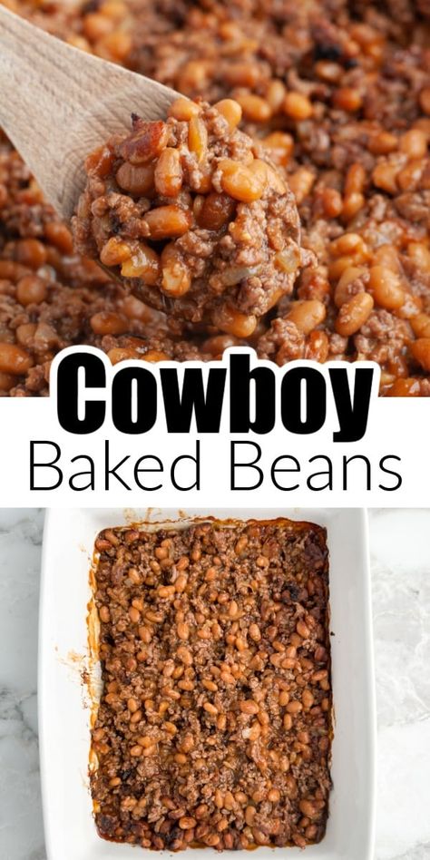 Baked Beans With Ground Beef, Beans With Ground Beef, Cowboy Baked Beans, Beans Baked, Easy Baked Beans, Bbq Baked Beans, Homemade Baked Beans, Cowboy Beans, Baked Bean Recipes