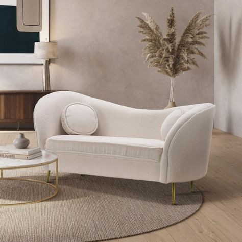 This unique sofa complements nearly any modern or contemporary decor Upholstery Colour: White Wedding Sofa, Single Seater Sofa, Unique Sofa, Unique Sofas, Papasan Chair, Stylish Sofa, Boucle Fabric, Bedroom Sofa, 2 Seater Sofa