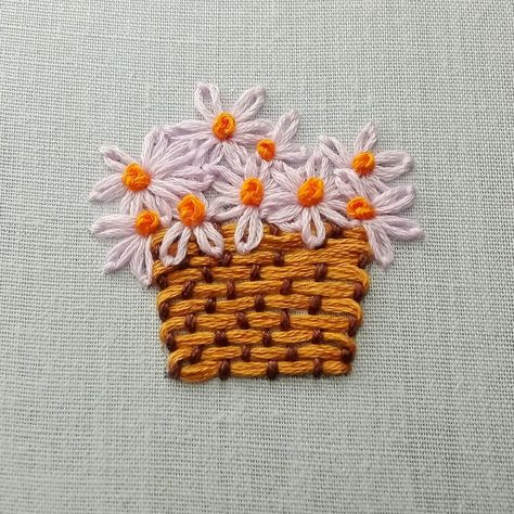 Lazy Daisy and Couching Stitch Techniques to Create a Tiny Flower Design | design, flower | Lazy Daisy and Couching Stitch Techniques to Create a Tiny Flower Design, Happy Stitching ♥ ! | By Knit and Stitch | Facebook Couching Stitch Designs, Simple Couching Embroidery Design, Couch Stitch Embroidery, Lazy Daisy Embroidery Designs, Laizy Daizy Design Embroidery Flower, Lazy Daisy Stitch Embroidery Designs, Couching Stitch Embroidery Designs, Lazy Dazy Embroidery Design, Daisy Flower Embroidery Design