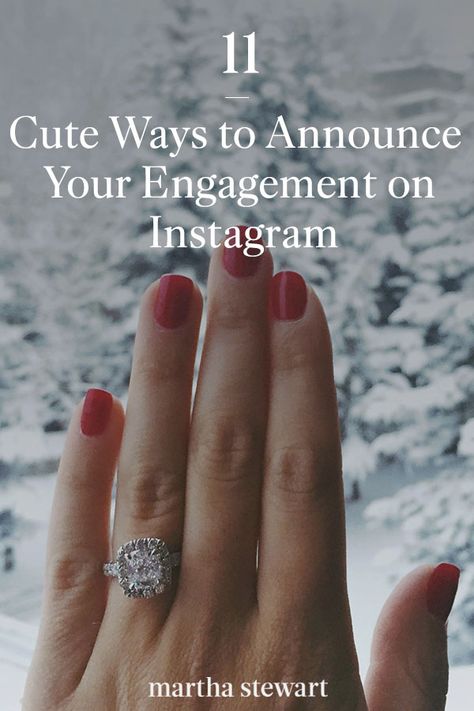 These are our favorite ways to announce your engagement on Instagram with these cute and memorable ideas. See these engagement announcement ideas along with other engagement ideas. #weddingideas #wedding #marthstewartwedding #weddingplanning #weddingchecklist Secret Engagement Announcement, Proposal Instagram Story Ideas, Engaged Pictures Ring, Best Engagement Announcement, Pre Engagement Rings, Engagement Ring Instagram Story, Instagram Proposal Announcement, Ring Ceremony Captions Instagram, Engagement Ring Announcement