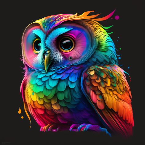 Cute Rainbow Owl, AI art logo Art, Owls, Rainbow Owl, Owl Background, Cute Rainbow, Owl Lovers, Owl Art, Art Logo, Rainbow