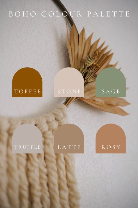 Rustic Bohemian Color Palette, Boho Shop Ideas, Earthy Vibrant Color Palette, Boho Theme Color Palettes, Boho Minimalist Color Palette, Bohemian Names For Business, Vintage Boho Color Palette, Boho Rustic Color Palette, Modern Bohemian Color Palette