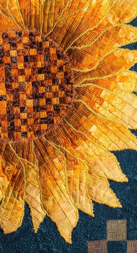 Sunflower Bargello Applique Art Quilt | Quilts By Jen Quilt Sunflower, Sunflower Quilt, Quilt Baby Blanket, Blanket Flower, Sunflower Quilts, Free Motion Pattern, Quilted Baby Blanket, Blanket Gifts, Quilt Baby