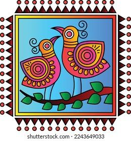 Bird Easy Drawing, Flowers Indian, Folk Art Ornament, Gond Painting, Easy Mandala Drawing, Fabric Painting Techniques, Mentor Coach, Coaster Art, Art Ornament