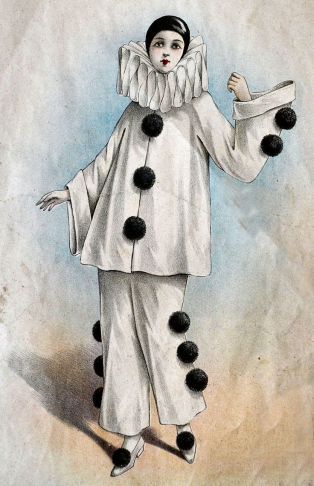 5692c6cd9998f6b58ec4553363c8425e Pierrot And Pierrette, Pierrot Aesthetic, Harlequin Aesthetic, Pierott Clown, Pantomime Ideas, Vintage Mime, French Clown, Pierrot Costume, Cirque Vintage