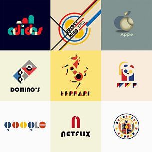 Art for art's sake: Famous logos redesigned in Bauhaus style Logos, Bauhaus Font, Bauhaus Logo, Geometric Graphic Design, Art Haus, Form Follows Function, Modern Geometric Art, Minimalist Graphic Design, Bauhaus Art