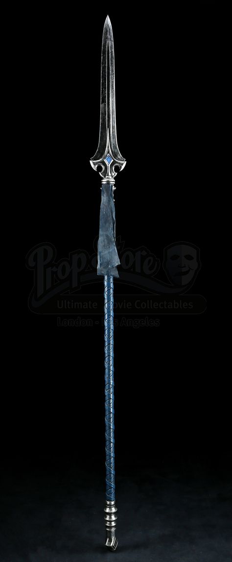 Alliance Spear Water Spear Design, Spear Design Drawing, Spear Aesthetic Blue, Spear Artwork, Spear Fantasy Art, Sci Fi Spear, Elven Spear, Dnd Spear, Spear Rpg