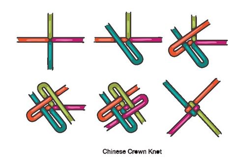 macrame - chinese crown knot Chinese Macrame, Chinese Crown, Crown Knot, Macrame Hammock, Decorative Knots, Macrame Hanging Planter, Makramee Diy, Knots Tutorial, Macrame Wall Hanging Patterns