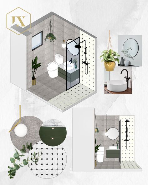 Here's a bathroom design proposal for our client incorporating distinct elements which blend entrancingly 🍃💡 Contact us today to give your home a facelift! Home Rendering Design, Interior Design Concepts Board, Bathroom Design Concept, Bathroom Rendering Design, Bathroom Interior Design Sketch, Bathroom Concepts Design, Bathroom Design Architecture, Sketchup Design Interior, Mood Interior Design