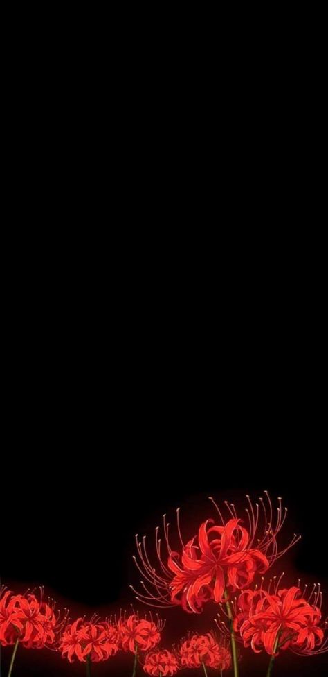 Phone Backgrounds Demon Slayer, Demon Slayer Phone Wallpaper Aesthetic, Demon Slayer Wallpaper Black Background, Spider Lily Lockscreen, Demon Slayer Phone Background, Red Demon Slayer Wallpaper, Demon Slayer Red Flowers, Demon Slayer Background Wallpaper, Red Spider Lily Demon Slayer