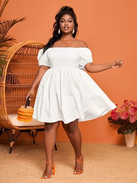 White Dress Plus Sized, White Sun Dress Plus Size, Manche, White Short Dress Plus Size, White Graduation Dress College Plus Size, Hairstyle For Puff Sleeve Dress, Short White Dress Plus Size, White Graduation Dress Plus Size, Plus Size White Dress Summer