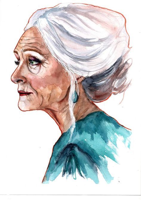 Old Lady Cartoon, Art Du Croquis, L'art Du Portrait, Profile Drawing, Portraiture Art, Modern Illustration, Art Et Illustration, Old Woman, Woman Drawing