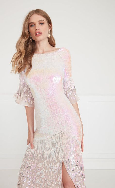 Heritage | Luxury Dresses & Gowns – Temperley London (INT) Iridescent Wedding Dress, Celestial Gown, Lilac Dresses, Celestial Dress, Iridescent Dress, Split Legs, Embroidered Gown, Luxury Dresses, Temperley London