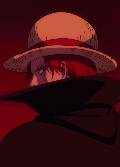 One Piece's Red Haired Pirates Captain Red Haired Shanks Red Haired Pirates One Piece, One Piece Red Aesthetic, One Piece Red Wallpaper, Red Hair Shanks Wallpaper, Shanks Aesthetic, Red Anime Characters, One Piece Red Hair Pirates, Shanks Film Red, One Piece Rouge
