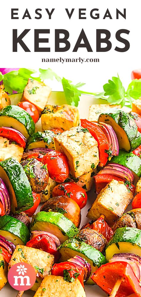 Vegan Kabobs On The Grill, Vegetarian Kabobs, Summer Kebabs, Vegan Kabobs, Dinner On The Grill, Tofu Kebab, Vegan Kebab, Veggie Kebabs, Vegan Bbq Recipes