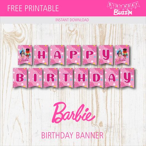 Free Printable Black Barbie Birthday Banner | Birthday Buzzin Free Barbie Birthday Printables, Barbie Banner Birthday, Barbie Banner Printable, Free Barbie Party Printables, Barbie Birthday Banner Free Printable, Barbie Free Printables, Barbie Printables Free, Barbie Happy Birthday Banner, Black Barbie Party