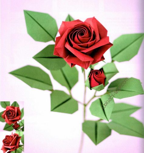 Designed by Naomiki Sato Rose En Origami, Paper Bouquet Diy, Origami Roses, Beautiful Origami, Halloween Crafts Preschool, Origami Artist, Creative Kids Crafts, Fleurs Diy, Instruções Origami