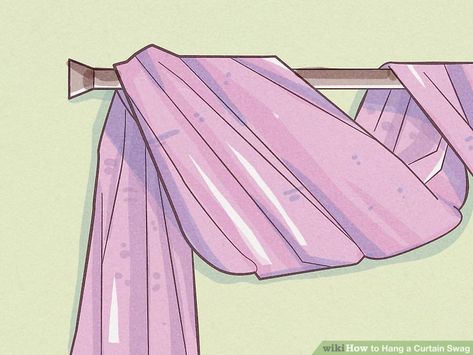 How to Hang a Curtain Swag: 15 Steps (with Pictures) - wikiHow How To Drape Curtains, Scarf Valance Ideas, Curtain Swag, Diy Swag, Scarf Curtains, Dining Room Window Treatments, Window Swags, Diy Drapes, Sheet Curtains