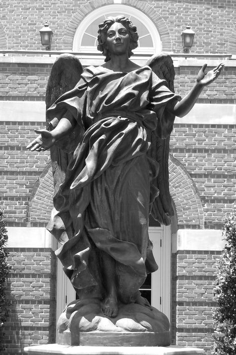 The "Angel of Mercy" outside the Beeson Center for the Healing Arts, and Moffett School of Nursing. Photo: Ross Callaway Stone Sculptures, Angeles, Sculptures Aesthetic, Angel Of Mercy, Samford University, Ap Portfolio, School Of Nursing, Healing Arts, Birmingham Alabama