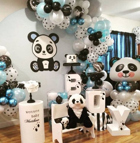 Pandas, Panda Baby Shower Ideas, Panda Baby Shower Theme, Panda Birthday Theme, Panda Baby Shower Invitations, Balloon Circle, Panda Themed Party, Panda Baby Showers, Panda Decorations