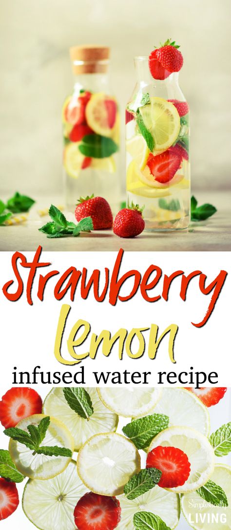 Strawberry Lemon Infused Water Recipe - a delicious fruit infused water recipe to keep your water from being boring. #water #waterinfused #fruitinfused Flavor Water With Fruit, Fruit And Water Drinks, How To Make Fruit Water Drinks, Refreshing Water Recipes For Party, Water Drinks With Fruit, Fruit To Put In Water, How To Make Infused Water, Fruited Water, Water Infused Recipes