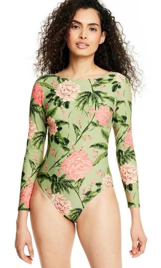 Anthropologie Swimsuit, Target One Piece Swimsuit, Tropical Bathing Suits, Target Swimsuits, Cheeky One Piece Swimsuit, Floral Bathing Suits, Peony Print, Floral One Piece Swimsuit, Green Swimsuit