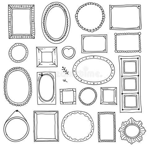 Picture Frame Doodles Hand Drawn, Picture Frame Illustration Drawings, Frame Doodle Hand Drawn, Draw Frames Border, Drawing Of Picture Frame, Illustrated Frames Hand Drawn, How To Draw A Frame Around A Picture, Drawn Frames Doodles, Small Picture Frame Tattoo