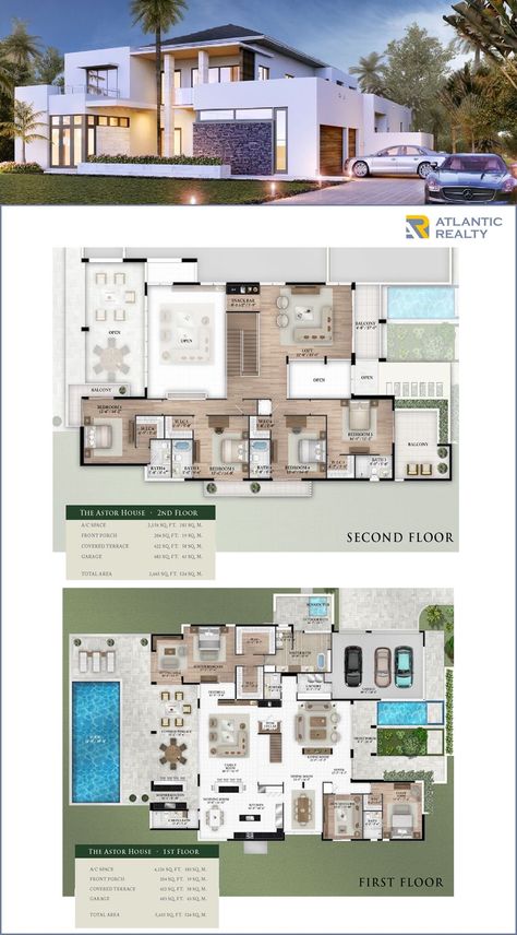 Beach House Blueprints, Dröm Hus Planer, Florida House Plans, Pelan Rumah, Modern House Floor Plans, House Plans Mansion, Mansion Floor Plan, House Floor Design, Casas The Sims 4