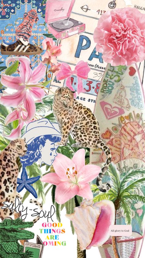 lil collage 🐆🌸🫧 #preppy #collage #flowers #cheetah Collage Preppy, Preppy Collage, Cheetah Print Background, Collage Flowers, Iphone Wallpaper Bright, Mexico Wallpaper, Cheetah Wallpaper, Random Products, Hawaii Flowers