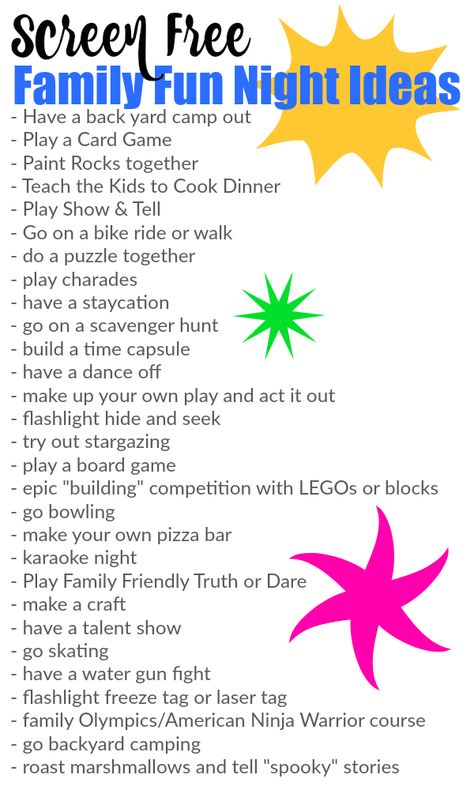 Screen Free Family Night Activities At Home Family Night Ideas, Family Fun Day Ideas, Family Fun Games Indoor Activities, Family Night Ideas At Home, Family Fun Night Ideas At Home, Family Fun Night Ideas, Family Fun Night Ideas Kids, Family Night Ideas, Family Game Night Ideas