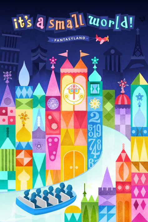 Vintage Disney Posters, Its A Small World, Disney Poster, It’s A Small World, It's A Small World, Disney Attractions, Retro Disney, Disney Rooms, Disney Rides