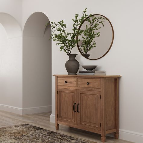 WYNDENHALL Hampshire Solid Wood Traditional Entryway Storage Cabinet - 40"w x 15"d x 36" h - Bed Bath & Beyond - 10467050 Shallow Entryway Cabinet, Cabinet With Doors And Drawers, Front Door Entry Way Storage, Entryway Decor Small Apartment, Small Cabinet Living Room, Entry Dresser Decor, Entryway Cabinet Storage, Small Credenza Decor, Entry Way Styling Ideas