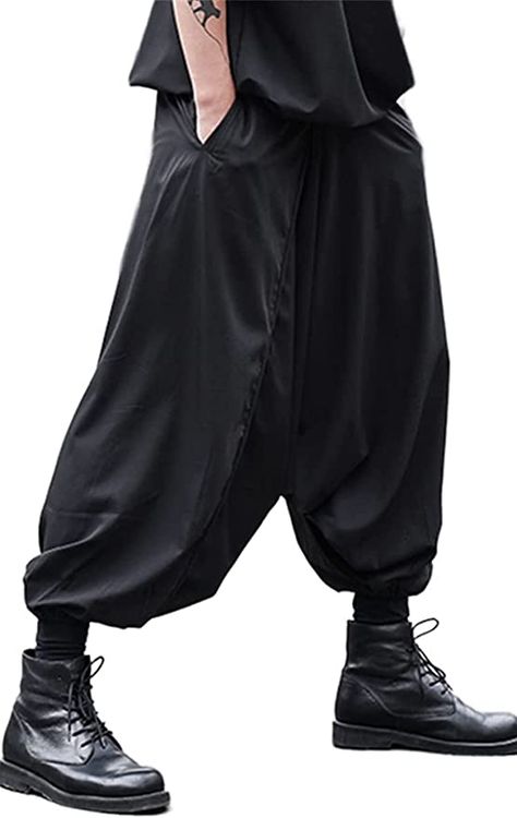 Mens Harem Pants Outfit, Baggy Japanese Pants, Japanese Harem Pants, Japanese Trousers Men, Japanese Baggy Pants, Japanese Streetwear Pants, Baggy Clothing Men, Japanese Clothes Style, Black Baggy Trousers Outfit