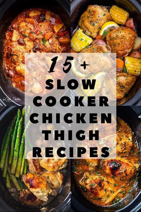 Slow Cooker Chicken Thigh Recipes, Slow Cooker Chicken Thigh, Boneless Chicken Thighs Crockpot, Chicken Thighs Slow Cooker, Chicken Thighs Slow Cooker Recipes, Healthy Chicken Thigh Recipes, Slow Cooker Chicken Healthy, Crockpot Chicken Thighs, Slow Cooker Chicken Thighs