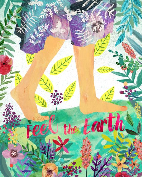 Feel the Earth Art Print by Mia Charro | Society6 Animal Illustrations, Arte Yoga, Illustration Noel, Earth Art, 수채화 그림, Nature Quotes, Artsy Fartsy, Mother Earth, The Earth