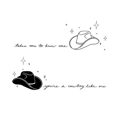 Tattoos Cowboy, Taylor Swift Inspired Tattoos, Cowboy Hat Tattoo, Taylor Swift Art, Cowboy Like Me, White Cowboy Hat, Horse Tattoo Design, Cowboy Tattoos, Matching Tats