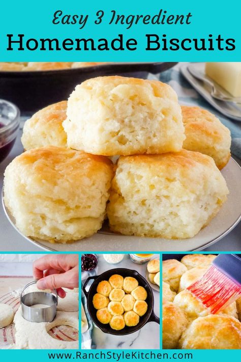 These Easy Homemade Biscuits only have 3 simple ingredients and are the most fluffy, flaky, and deliciously buttery biscuits you will ever make from scratch! Pour my Country Cream Gravy on top for the perfect Southern breakfast! Southern Biscuits Recipe, Buttermilk Biscuits Easy, Best Homemade Biscuits, Best Biscuit Recipe, Easy Homemade Biscuits, Impress Yourself, Homemade Biscuits Recipe, Easy Biscuit Recipe, Southern Breakfast