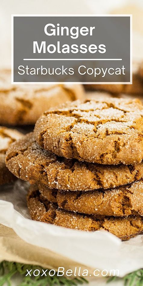 Molasses Cookie Recipe, Homemade Starbucks, Molasses Cookie, Ginger Cookie Recipes, Molasses Cookies Recipe, Ginger Molasses, Ginger Molasses Cookies, Molasses Cookies, Starbucks Christmas