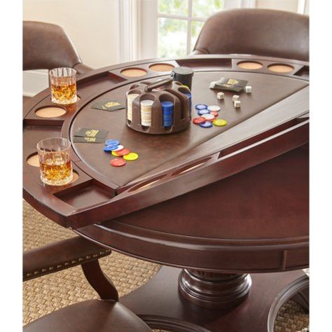 Talley Dining Table with Poker Game Top and 4 Chairs (Assorted Colors) Billiard Room, Game Table And Chairs, Cherry Table, Traditional Dining Room Table, Butterfly Leaf Table, Carved Chairs, Gaming Table, Drop Leaf Table, Game Table