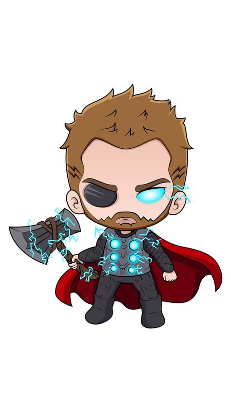 Chibi Thor is the superhero of the incredible Marvel Comics universe. This cute Thor is a thunder god who wields an enchanted hammer that gives him a variety of abilities. The cute Marvel sticker... Thor Chibi Drawing, Cute Superhero Drawings, Cute Avengers Drawings, Baby Thor Cartoon, Avengers Drawings Cartoon, Cartoon Marvel Characters Art, Thor Art Draw, Thor Hammer Drawing, Cute Marvel Drawings