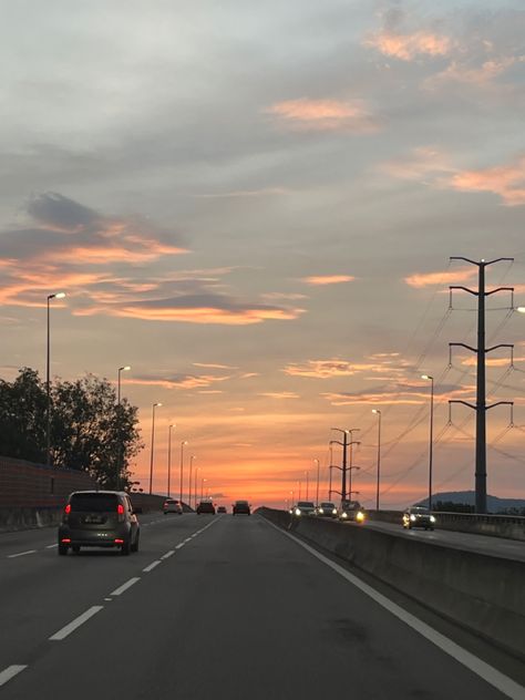 pretty sunset on the highway Nature, Sunset Highway, Sunset City, Summer 24, Night Lights, Bulletin Board, Night Light, Quick Saves