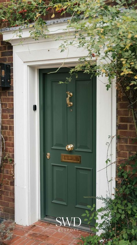 SWD Bespoke External Door Sets White Cottage Green Door, Solid Front Door, Entry Door Colors, External Wooden Doors, Unique Front Doors, Traditional Front Doors, Duck Green, Green Front Doors, Doors Kitchen