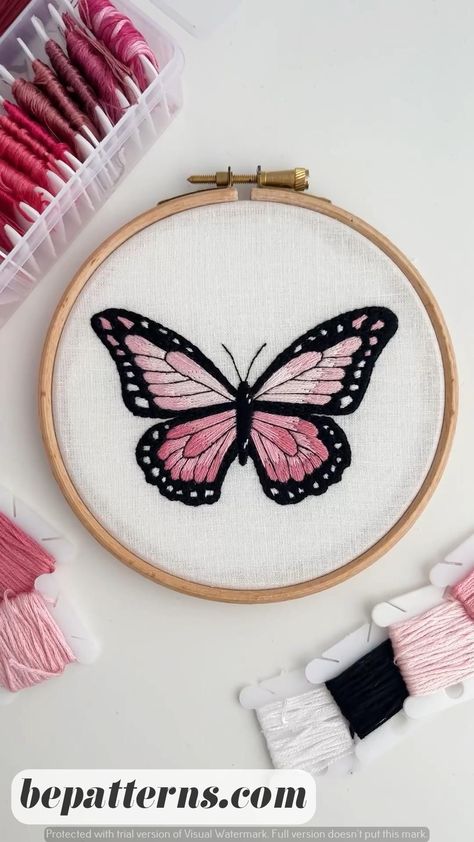 Crafting Serenity: Cute Crochet Butterfly Projects Butterfly Hand Embroidery, Simple Hand Embroidery Patterns, Basic Hand Embroidery Stitches, Pola Bordir, Diy Broderie, Digital Embroidery Patterns, Diy Embroidery Designs, Hand Embroidery Patterns Flowers, Diy Embroidery Patterns